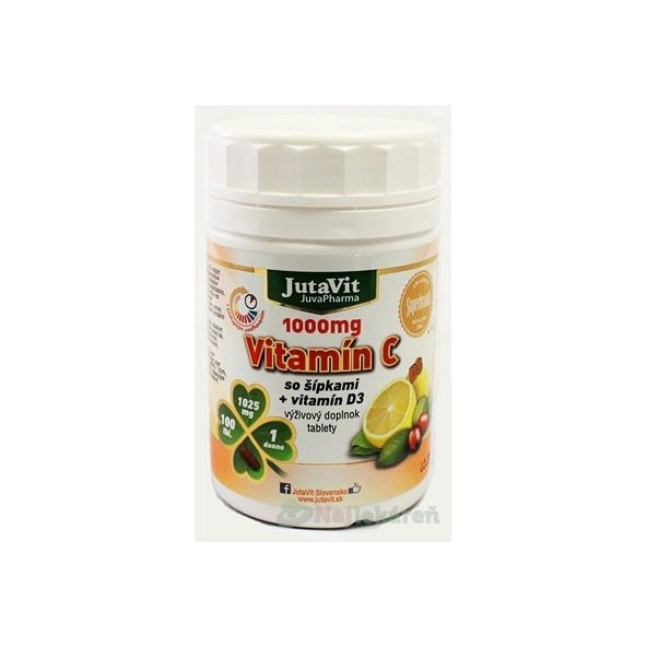 JutaVit vitamin C 1000 mg se šípky + vitamin D3 100 tablet