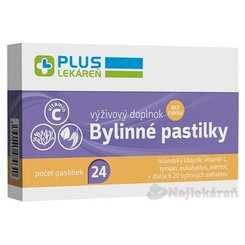 Plus Lekáreň Bylinné pastilky bez cukru na hrdlo 24 ks