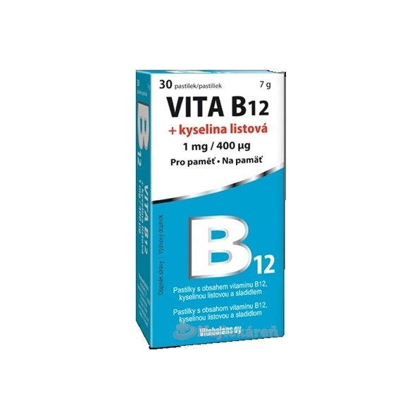 Vitabalans Vita B12 + kyselina listová 1 mg/400 mcg 30 pastilek