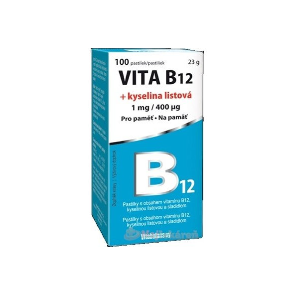 Vitabalans Vita B12 + kyselina listová 1 mg/400 mcg 100 pastilek