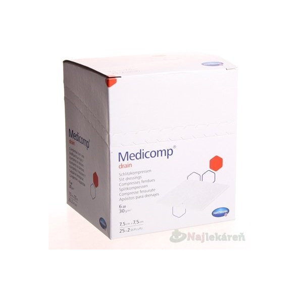 Medicomp Drain kompres sterilní 7,5x7,5 cm 50 ks