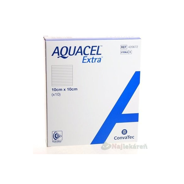 AQUACEL Extra krytí se zesíleným vláknem 10 × 10 cm 10 ks