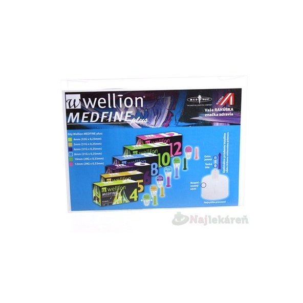WELLION Medfine Plus 12 mm jehly pro inzulinové pero 100 ks