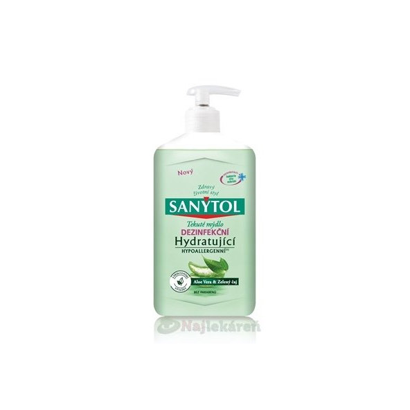 Sanytol Tekuté mýdlo hydratační dezinfekční Aloe a Zelený čaj 250 ml