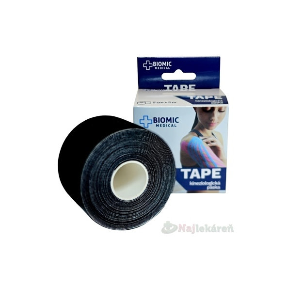 BIOMIC TAPE Kineziologická tejpovací páska černá 5 cm x 5 m