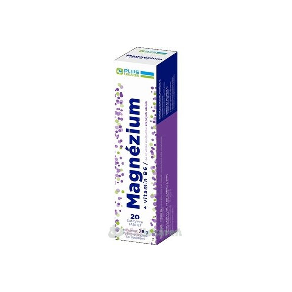 Plus Lekáreň Magnézium + vitamín B6 černý rybíz 20ks