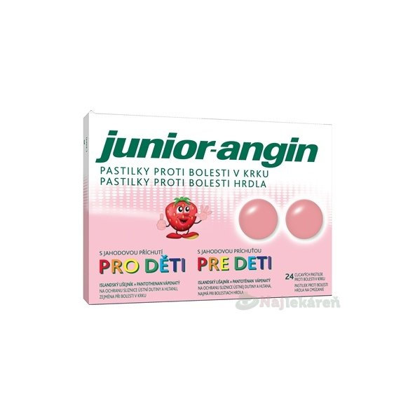 Junior-angin pastilky pro děti s jahodovou příchutí 24 pastilek