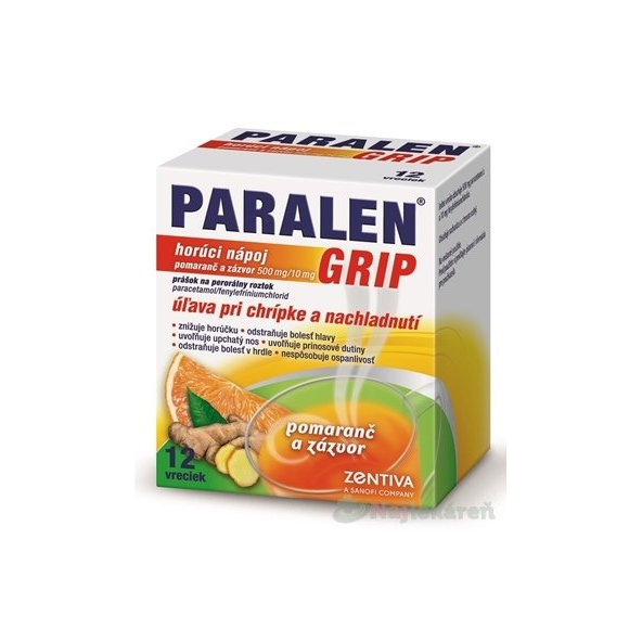 Paralen Grip horúci nápoj pomaranč + zázvor 12 sáčků