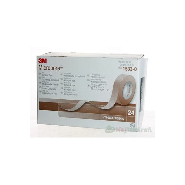 3M Micropore náplast papírová hnědá cívka 1,25 cm x 9,1 m 24 ks