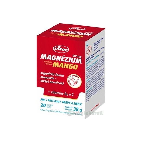 Vitar Hořčík 400 mg + vitamíny B6 a C mango 20 sáčků