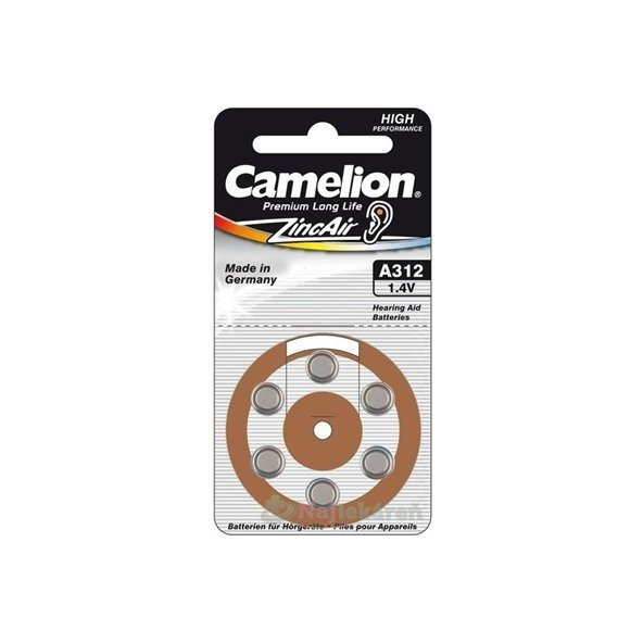 CAMELION ZincAir Premium A312 baterie do sluchadel hnědé 6 ks