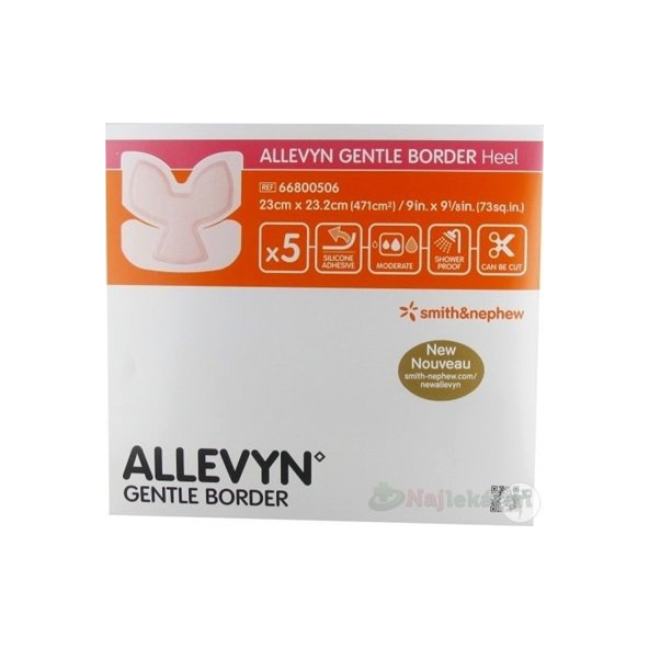 Allevyn Gentle Border Heel krytí na patu 23 × 23,2 cm 5 ks