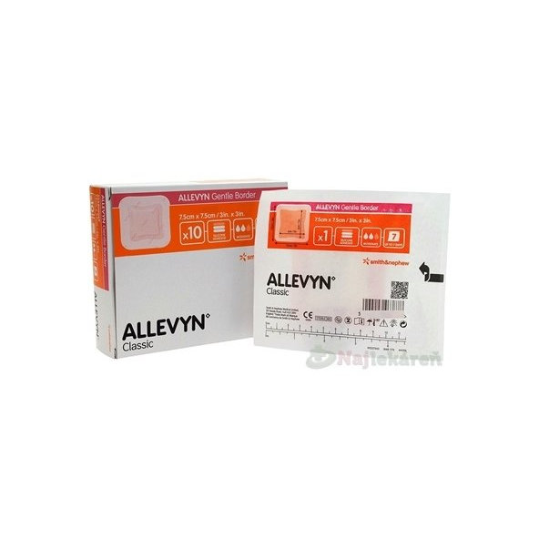 Allevyn Gentle Border krytí na rány 7,5 × 7,5 cm 10 ks