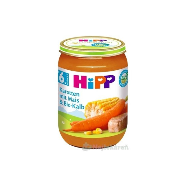 HiPP BIO příkrm mrkev s kukuřicí a telecím masem 190 g