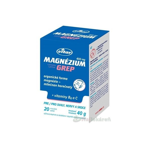 Vitar Hořčík 400 mg + vitamíny B6 a C grep 20 sáčků