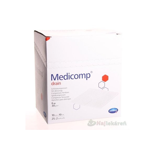 Medicomp Drain kompres sterilní 10x10 cm 50 ks