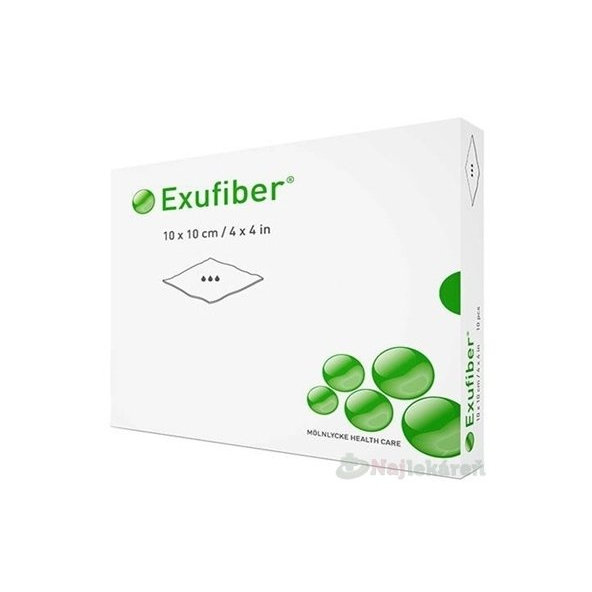 Exufiber krytí na rány hydrovláknité 10×10 cm 10 ks