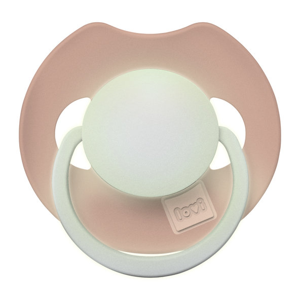 LOVI Prime Dudlík dynamický silikónový svíticí Blush 0-6m