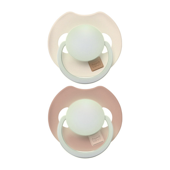 LOVI Prime Dudlík dynamický silikonový svítící Ivory/Blush 6–18 m 2 ks