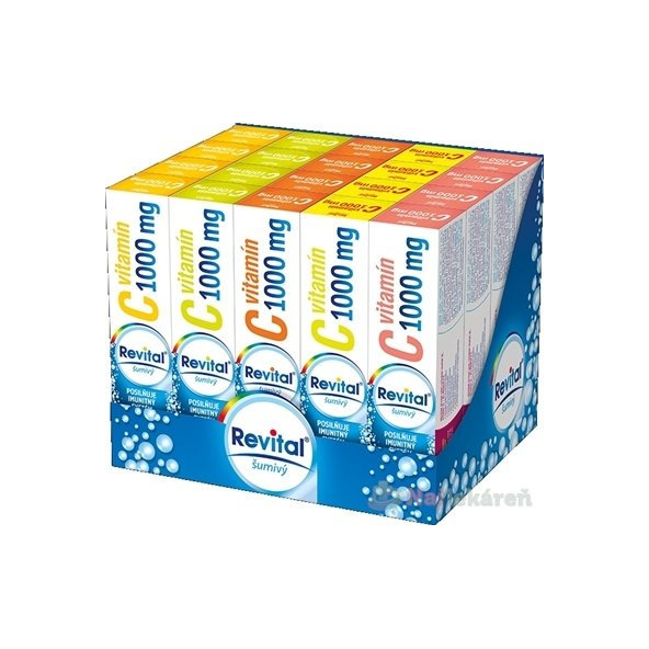 Revital Vitamin C 1000 mg MIX BOX 5 příchutí 60 šumivých tablet