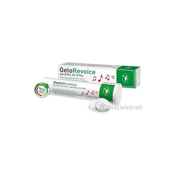 GeloRevoice pastilky na bolest v krku třešeň a mentol 20 pastilek