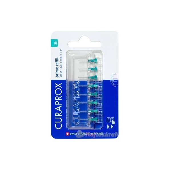 Curaprox CPS 06 Prime Refill mezizubní kartáčky tyrkysové 8 ks
