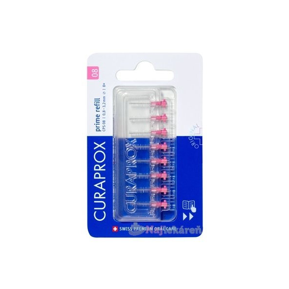 Curaprox CPS 08 Prime Refill mezizubní kartáčky růžové 8 ks