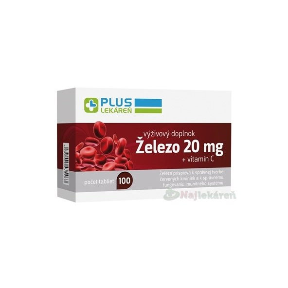 Plus Lekáreň Železo 20 mg + vitamin C 100 tablet