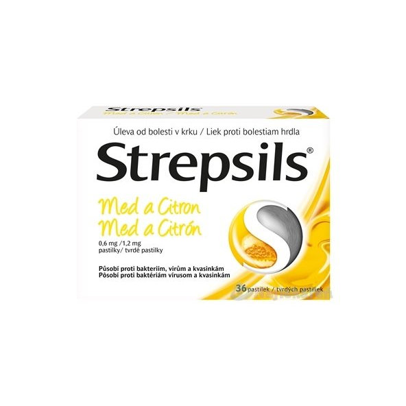 Strepsils med a citron na bolest v krku 36 pastilek