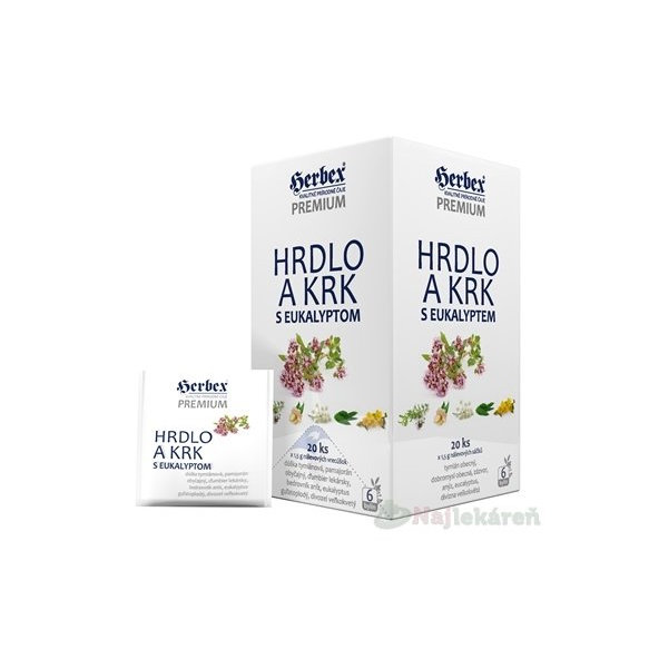 HERBEX Premium hrdlo a krk s eukalyptem bylinný čaj 20x1,5 g