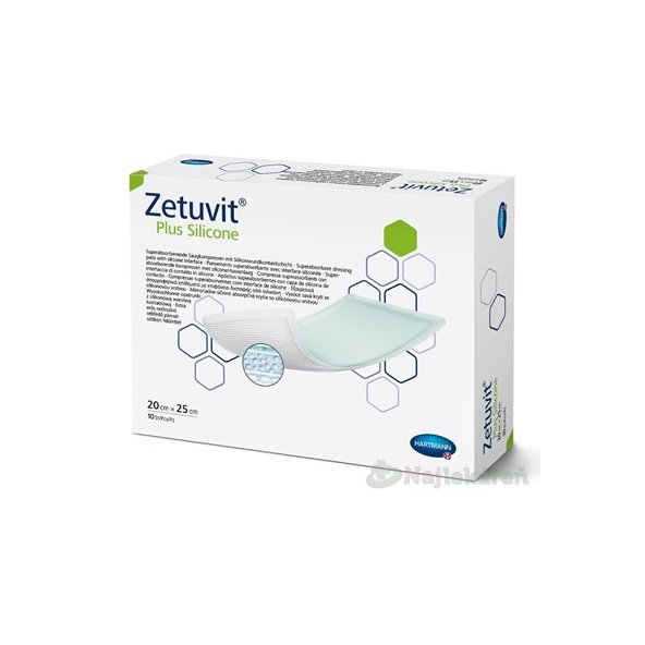 ZETUVIT Plus Silicone sterilní komprese 20 × 25 cm 10 ks