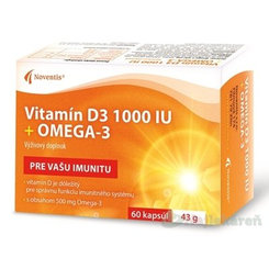 Noventis Vitamín D3 1000 IU + Omega-3 60 kapslí