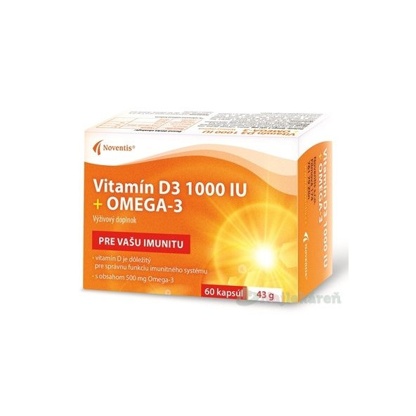 Noventis Vitamín D3 1000 IU + Omega-3 60 kapslí