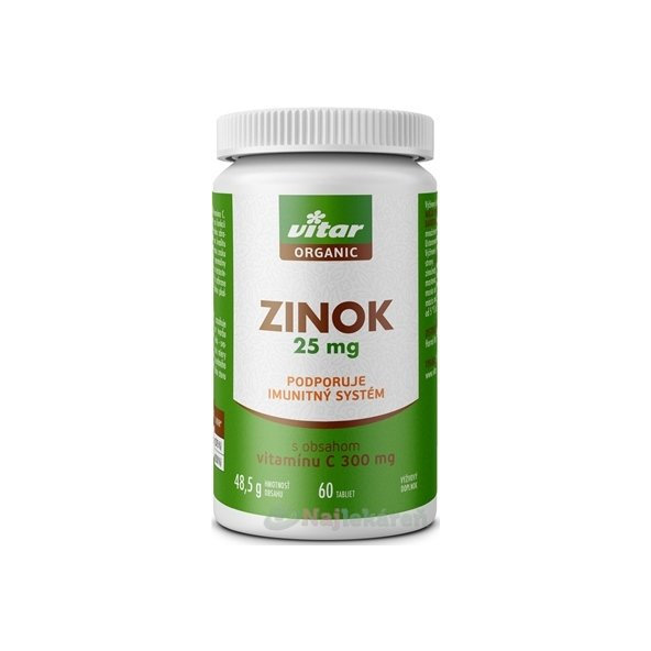Vitar Organic zinek na podporu imunity 25 mg 60 tablet