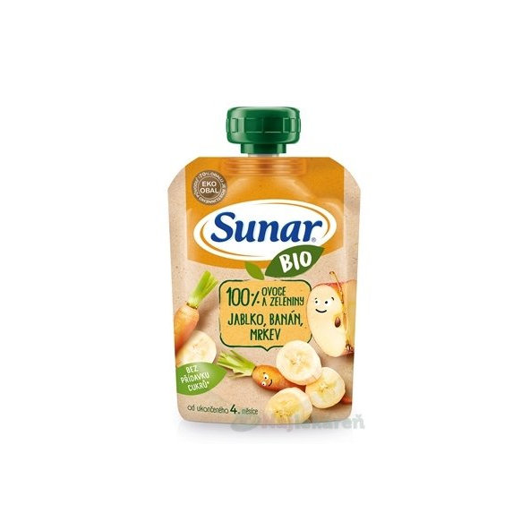 Sunar BIO kapsička jablko banán mrkev 4m+ 100 g