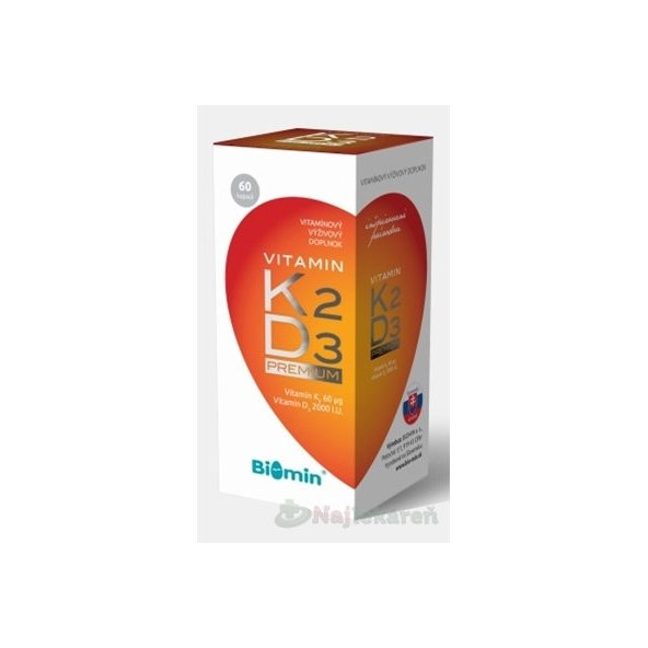 Biomin Vitamin K2 D3 Premium 2000 IU 60 kapslí
