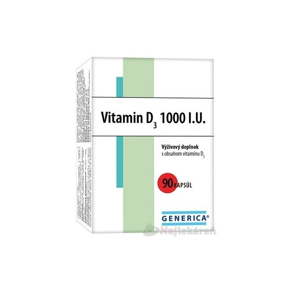 GGenerica Vitamin D3 1000 IU 90 kapslí