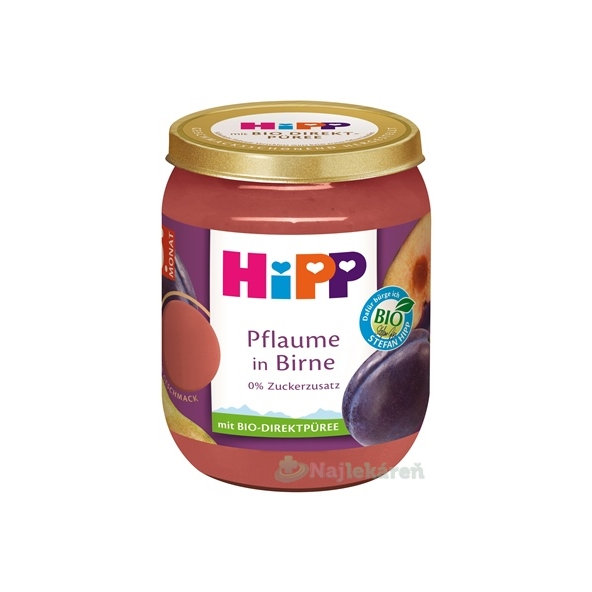 HiPP BIO příkrm hrušky a švestky 4m+ 160 g