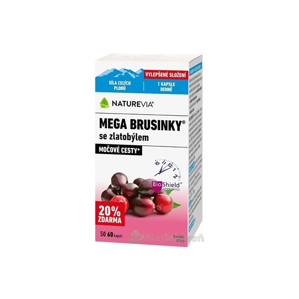 Naturevia Mega brusnice se zlatobýlem 60 kapslí