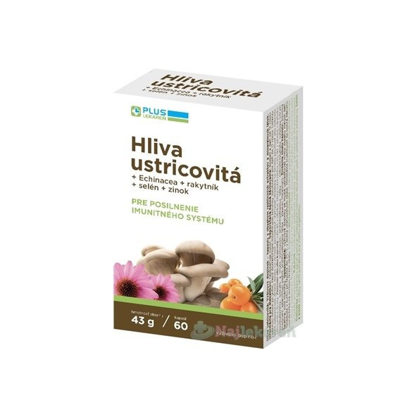 Plus Lekáreň Hlíva ústřičná + Echinacea + rakytník + Zn + Se 60 kapslí
