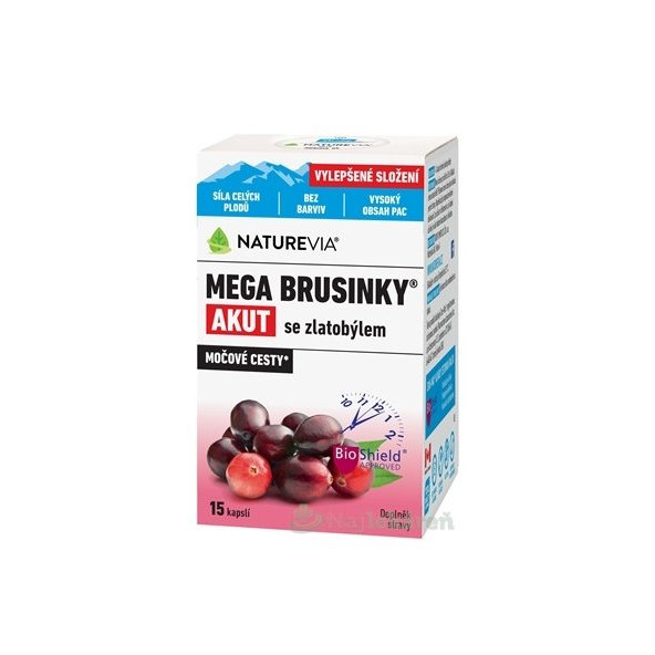Naturevia Mega brusnice akut se zlatobýlem 15 kapslí