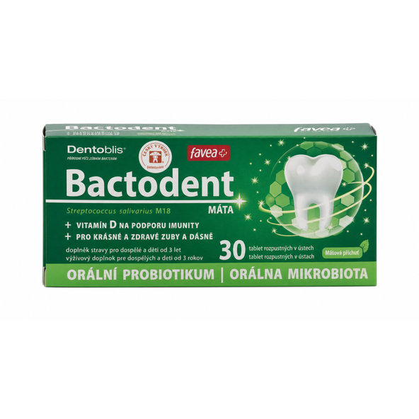 favea Bactodent s vitamínem D mátová příchuť 30 žvýkacích tablet