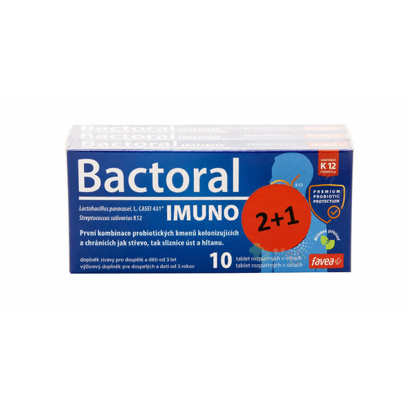 favea Bactoral AKUT IMUNO mátová příchuť 2+1 30 žvýkacích tablet