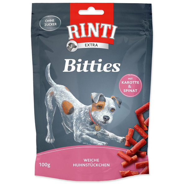 Rinti Bitties pochoutka kuřecí s mrkví a špenátem 100 g