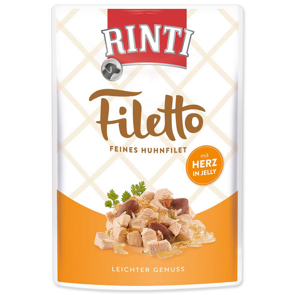 Rinti Filetto Adult kapsička kuřecí a kuřecí srdce v želé 100 g