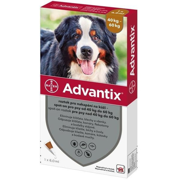 Advantix spot-on pro psy 40–60 kg proti blechám a klíšťatům 6 ml