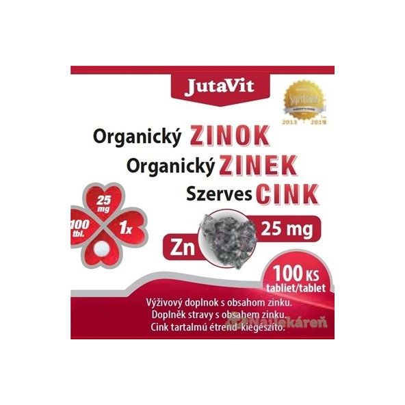 JutaVit Organický zinek 25 mg 100 tablet
