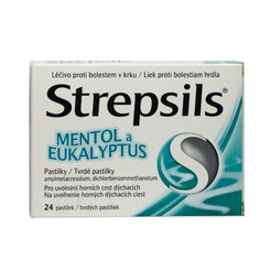 Strepsils mentol a eukalyptus na bolest v krku 24 pastilek