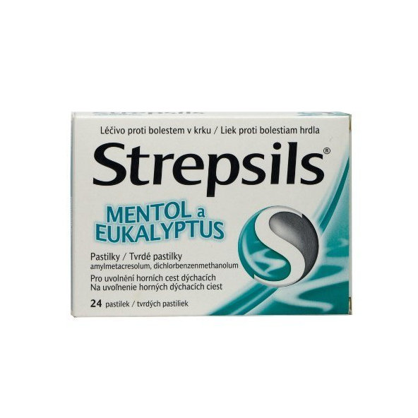 Strepsils mentol a eukalyptus na bolest v krku 24 pastilek