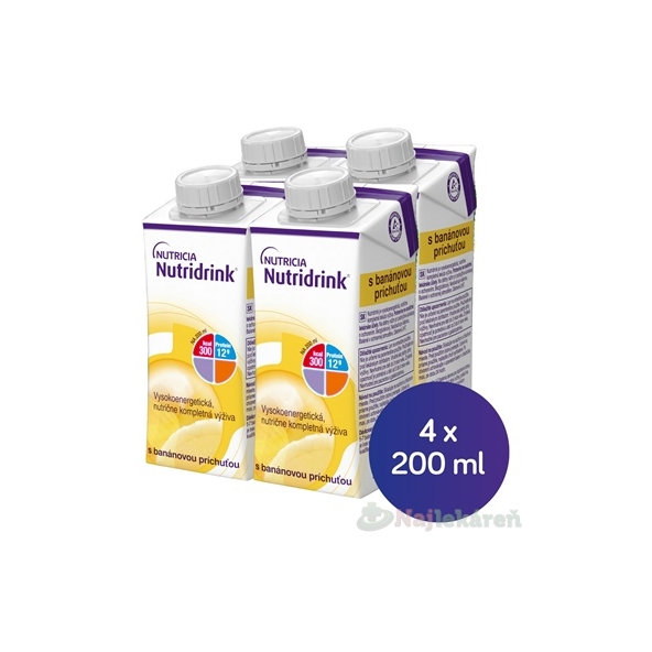 Nutridrink s banánovou příchutí krabička 4 x 200 ml